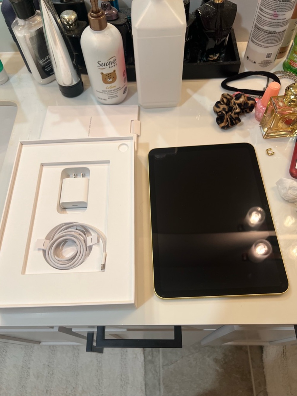 Apple Tablet with Black Front and Yellow Edge